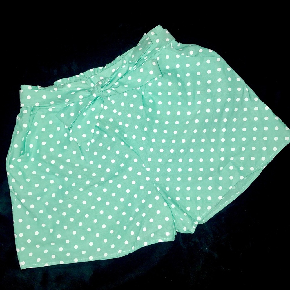 Turquoise Polka Dot Shorts